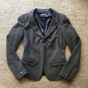 Tahari blazer jacket gray black
